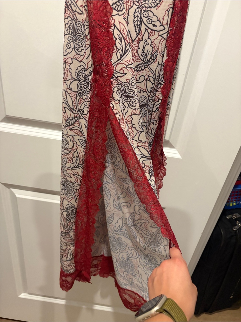 Free People Red suddenly fine Lace-Trim Floral sheer Slip Dress - Picture 5 of 9